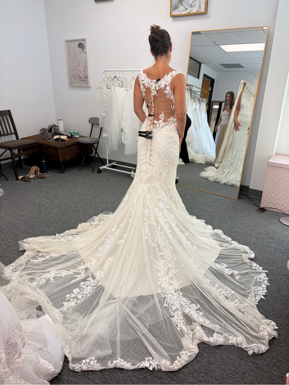Lace Appliqué Mermaid Wedding Dress in Ivory.